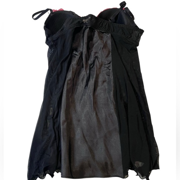 y2k black and pink lace mesh slip dress lingerie vintage coquette feminine sexy - Picture 4 of 8